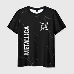Футболка мужская Metallica glitch на темном фоне: надпись, символ, цвет: 3D-принт