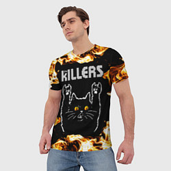 Футболка мужская The Killers рок кот и огонь, цвет: 3D-принт — фото 2