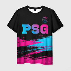 Футболка мужская PSG - neon gradient: символ сверху, цвет: 3D-принт