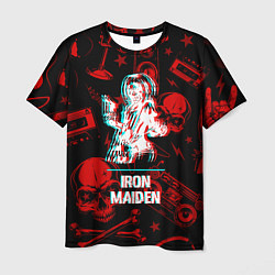 Футболка мужская Iron Maiden rock glitch, цвет: 3D-принт
