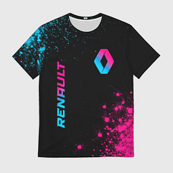 Футболка мужская Renault - neon gradient: надпись, символ, цвет: 3D-принт