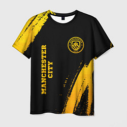 Футболка мужская Manchester City - gold gradient: надпись, символ, цвет: 3D-принт