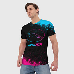 Футболка мужская Jaguar - neon gradient, цвет: 3D-принт — фото 2