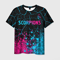 Футболка мужская Scorpions - neon gradient: символ сверху, цвет: 3D-принт