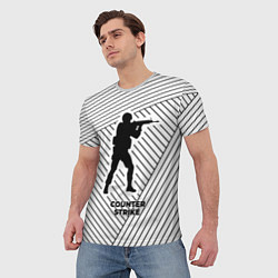 Футболка мужская Символ Counter Strike на светлом фоне с полосами, цвет: 3D-принт — фото 2