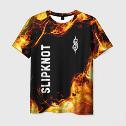 Футболка мужская Slipknot и пылающий огонь, цвет: 3D-принт