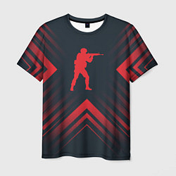 Футболка мужская Красный символ Counter Strike на темном фоне со ст, цвет: 3D-принт