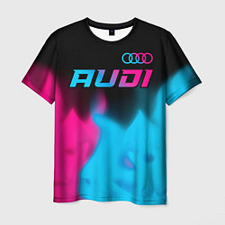 Футболка мужская Audi - neon gradient: символ сверху, цвет: 3D-принт