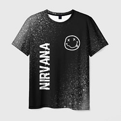 Футболка мужская Nirvana glitch на темном фоне: надпись, символ, цвет: 3D-принт