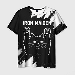 Футболка мужская Группа Iron Maiden и рок кот, цвет: 3D-принт