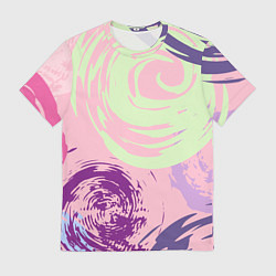Футболка мужская Розовый фон и разноцветные круги, цвет: 3D-принт