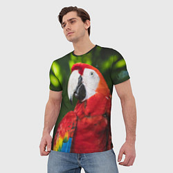 Футболка мужская Красный попугай Ара, цвет: 3D-принт — фото 2