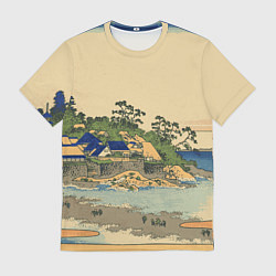 Футболка мужская Японская гравюра с деревней, цвет: 3D-принт