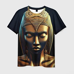 Футболка мужская Нейросеть - золотая статуя египетской царицы, цвет: 3D-принт