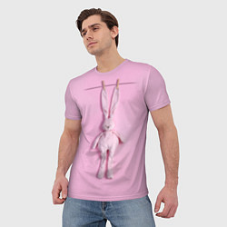 Футболка мужская Розовый зайка, цвет: 3D-принт — фото 2