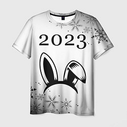 Футболка мужская Кролик 2023 ободок на светлом, цвет: 3D-принт