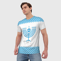 Футболка мужская Ханука праздник свечей, цвет: 3D-принт — фото 2