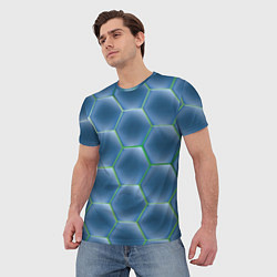 Футболка мужская Синии шестигранники, цвет: 3D-принт — фото 2