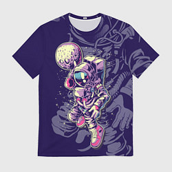 Футболка мужская Космонавт с луной, цвет: 3D-принт