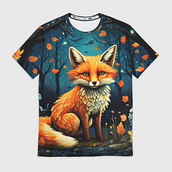 Футболка мужская Лиса в Folk Art стиле, цвет: 3D-принт