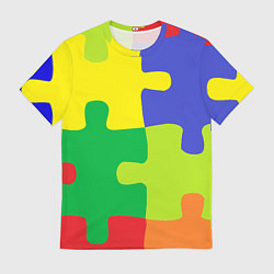 Футболка мужская Пазлы разноцветные, цвет: 3D-принт
