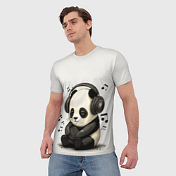 Футболка мужская Милая панда в наушниках, цвет: 3D-принт — фото 2