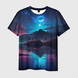 Футболка мужская Ночное небо, пейзаж, цвет: 3D-принт