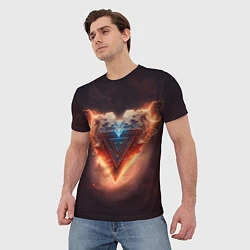 Футболка мужская Каменное сердце в неоновом красном электрическом с, цвет: 3D-принт — фото 2