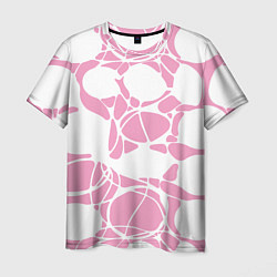 Футболка мужская Абстрактные белые овалы на розовом фоне, цвет: 3D-принт