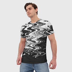 Футболка мужская Чёрная вода паттерн, цвет: 3D-принт — фото 2
