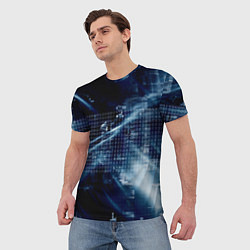 Футболка мужская Тёмно-ледяной фон и бесконечный код, цвет: 3D-принт — фото 2