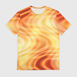 Футболка мужская Абстрактные оранжево-жёлтые солнечные волны, цвет: 3D-принт