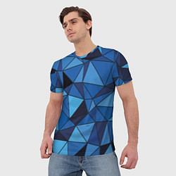 Футболка мужская Синие треугольники, абстракт, цвет: 3D-принт — фото 2