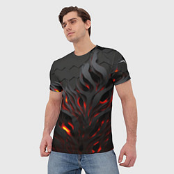 Футболка мужская Объемное черное пламя, цвет: 3D-принт — фото 2