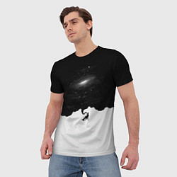 Футболка мужская Черно-белая галактика, цвет: 3D-принт — фото 2