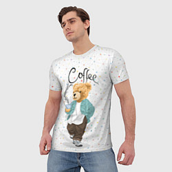 Футболка мужская Медведь с кофе, цвет: 3D-принт — фото 2