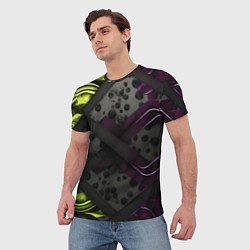 Футболка мужская Темная фиолетовая текстура с листьями, цвет: 3D-принт — фото 2