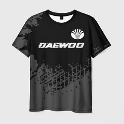 Футболка мужская Daewoo speed на темном фоне со следами шин: символ, цвет: 3D-принт