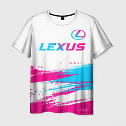 Футболка мужская Lexus neon gradient style: символ сверху, цвет: 3D-принт