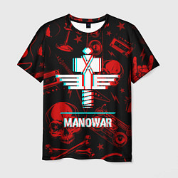Футболка мужская Manowar rock glitch, цвет: 3D-принт