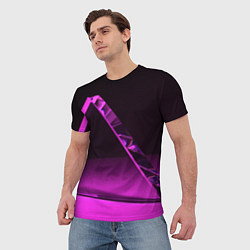 Футболка мужская Фиолетовая мрачная геометрическая фигура, цвет: 3D-принт — фото 2