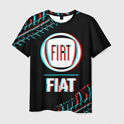 Футболка мужская Значок Fiat в стиле glitch на темном фоне, цвет: 3D-принт