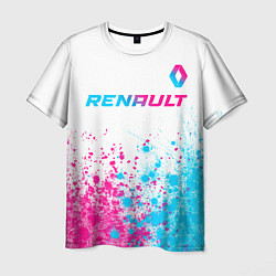 Футболка мужская Renault neon gradient style: символ сверху, цвет: 3D-принт