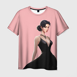 Футболка мужская Girl in black dress - pink, цвет: 3D-принт