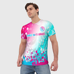 Футболка мужская Three Days Grace neon gradient style: символ сверх, цвет: 3D-принт — фото 2