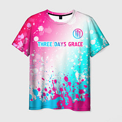 Футболка мужская Three Days Grace neon gradient style: символ сверх, цвет: 3D-принт