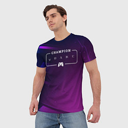 Футболка мужская Quake gaming champion: рамка с лого и джойстиком н, цвет: 3D-принт — фото 2