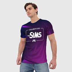 Футболка мужская The Sims gaming champion: рамка с лого и джойстико, цвет: 3D-принт — фото 2