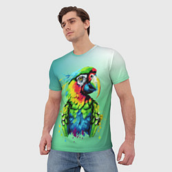 Футболка мужская Разноцветный попугай, цвет: 3D-принт — фото 2