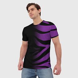 Футболка мужская Фиолетовый с черными полосками зебры, цвет: 3D-принт — фото 2